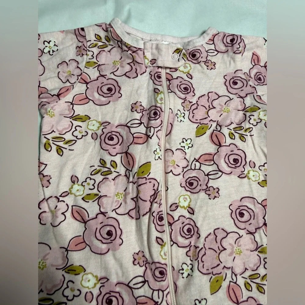 Gerber Pink Floral Baby Girl Footie Pajamas Onesie Size 0-3 Months